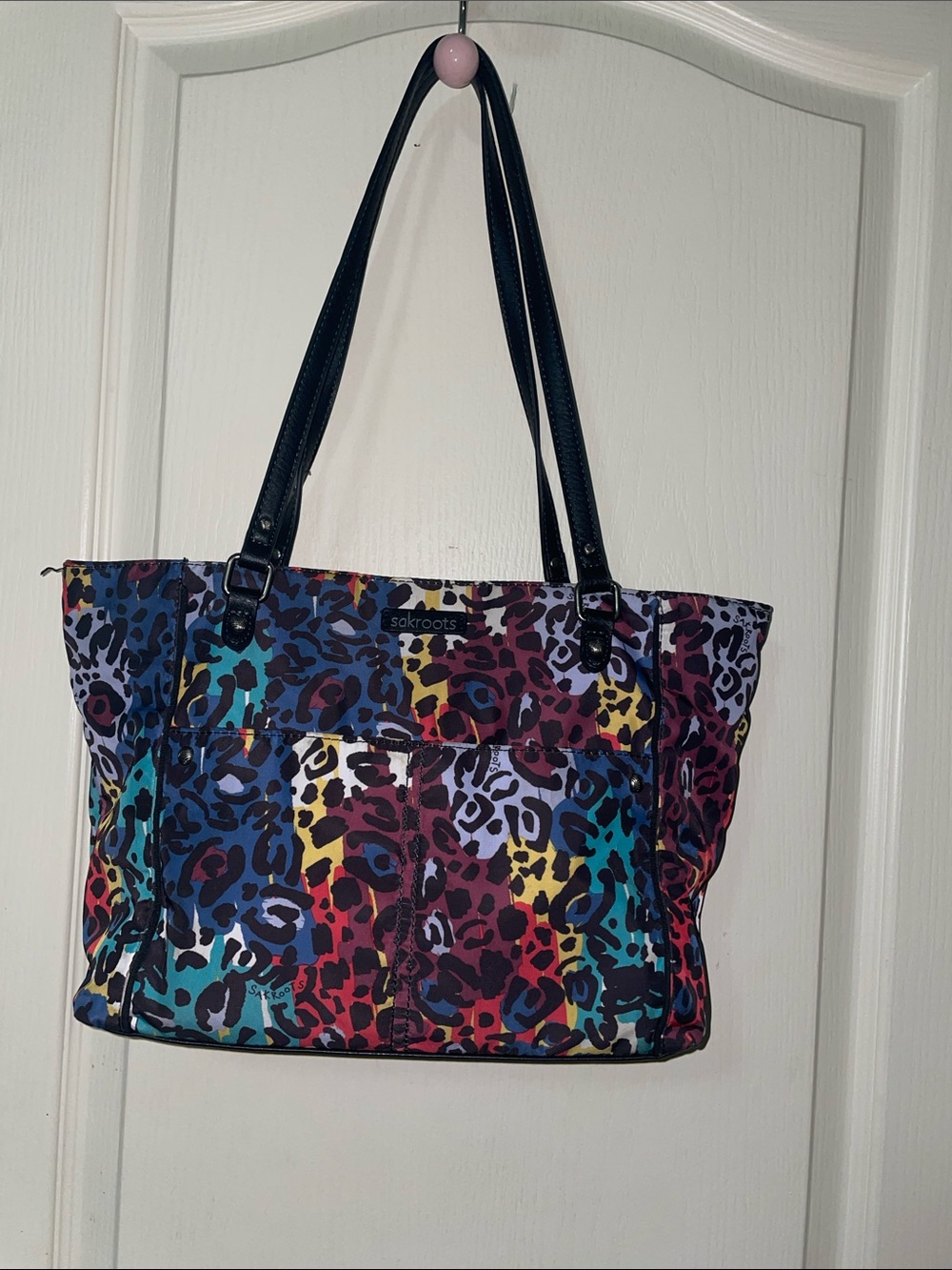 Sakroots Rainbow Leopard Print Tote with Matching Pouch